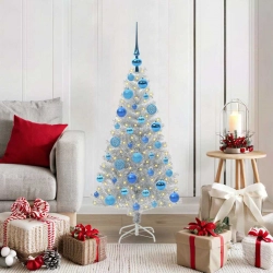 Ziemassvētku Eglīte Su 150 Led Ar Statīvu Sudraba 120 Cm Pet Vidaxl