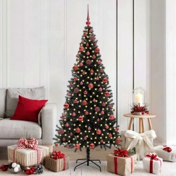 Ziemassvētku Eglīte Su 300 Led Ar Statīvu Melna 180 Cm Pvc Vidaxl