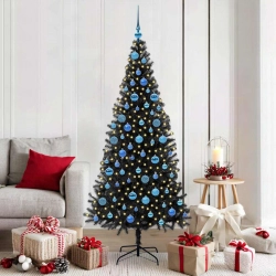 Ziemassvētku Eglīte Su 300 Led Ar Statīvu Melna 180 Cm Pvc Vidaxl