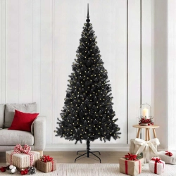 Ziemassvētku Eglīte Su 300 Led Ar Statīvu Melna 210 Cm Pvc Vidaxl