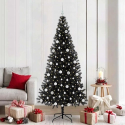 Ziemassvētku Eglīte Su 300 Led Ar Statīvu Melna 210 Cm Pvc Vidaxl