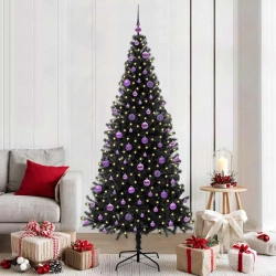 Ziemassvētku Eglīte Su 300 Led Ar Statīvu Melna 210 Cm Pvc Vidaxl
