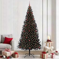Ziemassvētku Eglīte Su 300 Led Ar Statīvu Melna 240 Cm Pvc Vidaxl