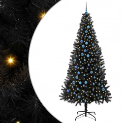Ziemassvētku Eglīte Su 300 Led Ar Statīvu Melna 240 Cm Pvc Vidaxl
