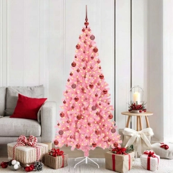 Ziemassvētku Eglīte Su 300 Led Ar Statīvu Rozā 180 Cm Pvc Vidaxl