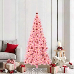 Ziemassvētku Eglīte Su 300 Led Ar Statīvu Rozā 210 Cm Pvc Vidaxl