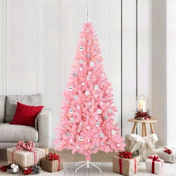 Ziemassvētku Eglīte Su 300 Led Ar Statīvu Rozā 210 Cm Pvc Vidaxl