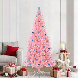 Ziemassvētku Eglīte Su 300 Led Ar Statīvu Rozā 210 Cm Pvc Vidaxl