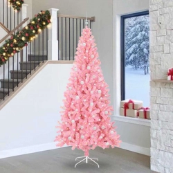Ziemassvētku Eglīte Su 300 Led Ar Statīvu Rozā 240 Cm Pvc Vidaxl