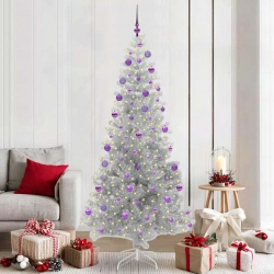 Ziemassvētku Eglīte Su 300 Led Ar Statīvu Sudraba 210 Cm Pet Vidaxl
