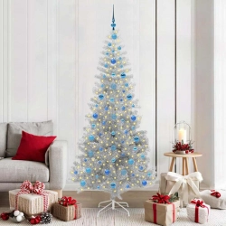 Ziemassvētku Eglīte Su 300 Led Ar Statīvu Sudraba 210 Cm Pet Vidaxl