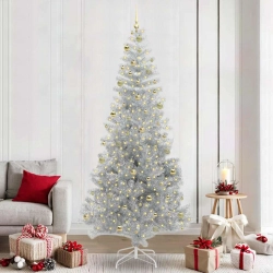Ziemassvētku Eglīte Su 300 Led Ar Statīvu Sudraba 240 Cm Pet Vidaxl