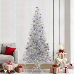 Ziemassvētku Eglīte Su 300 Led Ar Statīvu Sudraba 240 Cm Pet Vidaxl