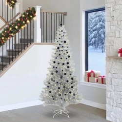 Ziemassvētku Eglīte Su 300 Led Ar Statīvu Sudraba 240 Cm Pet Vidaxl