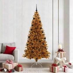 Ziemassvētku Eglīte Su 300 Led Ar Statīvu Zelts 210 Cm Pet Vidaxl