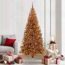 Ziemassvētku Eglīte Su 300 Led Ar Statīvu Zelts 210 Cm Pet Vidaxl
