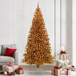 Ziemassvētku Eglīte Su 300 Led Ar Statīvu Zelts 240 Cm Pet Vidaxl