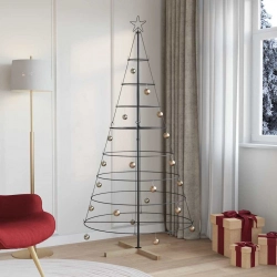 Ziemassvētku Konusu Koks Ar Statīvu Melna 210 Cm Tērauds Vidaxl