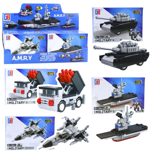 2-in-1 Construction Bricks Military Vehicles Transport Robot