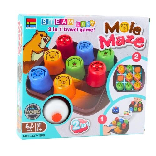 2in1 Mole Maze Skill Game Fast Cups Tic Tac Toe