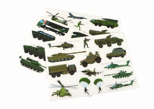 A set of educational magnetic puzzles with a land war motif