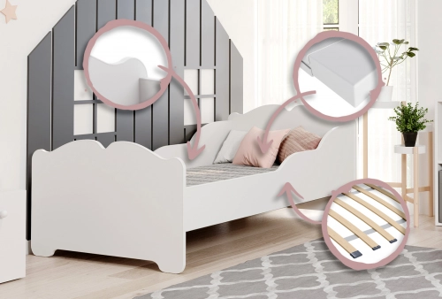 Детская кровать ANNA 140x70 белая с матрасом