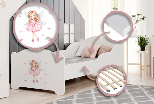 Детская кровать ANNA 140x70 Girl with Wings с матрасом