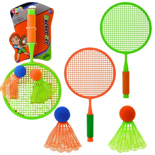 Badmintonschläger-Set: 2 Schläger, 2 große Federbälle und ein Ball