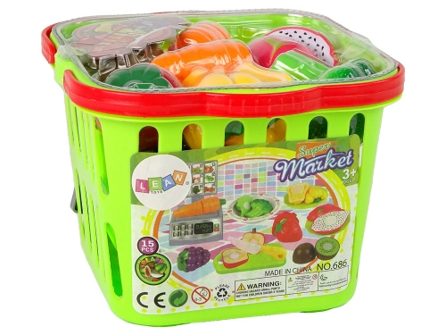 Basket With Fruith And Vegetables For Slicing And Market Weight