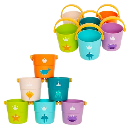 Bath Bucket Set With Holes Colored 6pcs