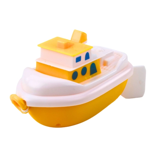 Bath Toy Pull-On Boat White Yellow Mix