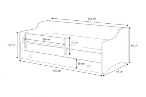 Кровать для детей Erik 160x80 белая с матрасом Grey Panel
