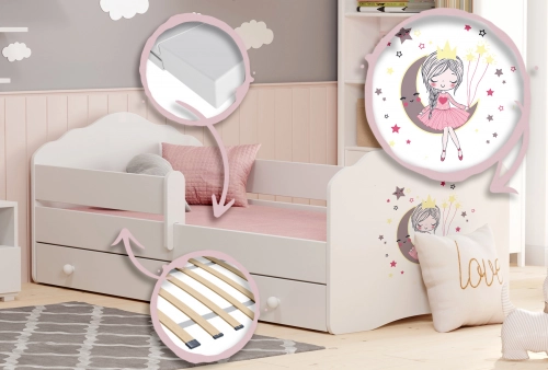 Bērnu gulta FALA 140x70 ar atvilktni Sleeping princess