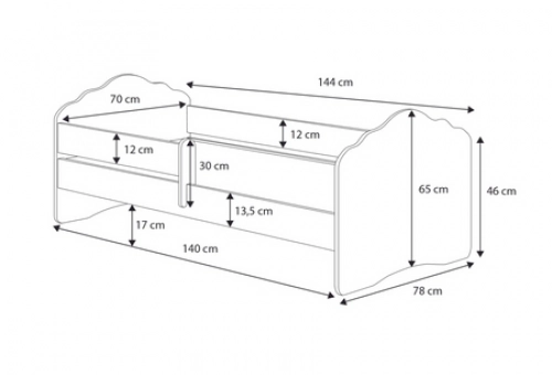 Детская кровать FALA 140x70 с ящиком Unicorn horn