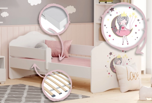 Bērnu gulta FALA ar drošības barjeru 140x70 Sleeping princess