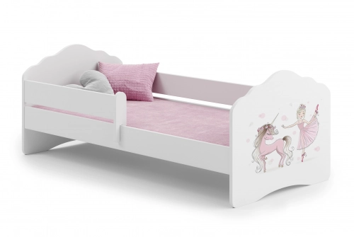 Bērnu gulta FALA ar drošības barjeru 160x80 Girl with unicorn