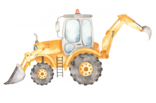 Bērnu gulta LUK 140x70 ar aizsargbarjeru Excavator