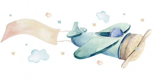 Bērnu gulta LUK 140x70 ar aizsargmaliņu un matraci Airplane