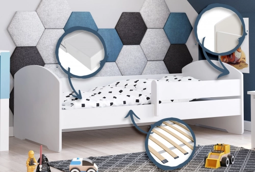 Детская кровать LUK 140x70 с бортиком и матрасом