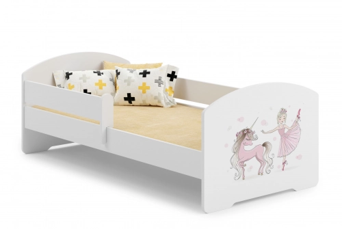 Bērnu gulta LUK 140x70 ar aizsargmaliņu un matraci Girl with unicorn