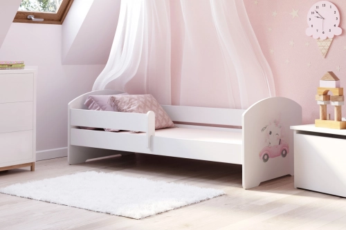 Детская кровать LUK 140x70 с бортиком и матрасом KOT