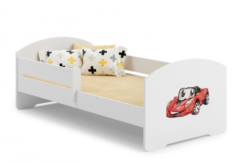 Детская кровать LUK 140x70 с бортиком и матрасом Racing car