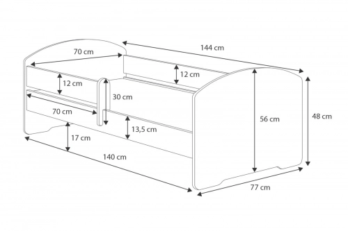 Bērnu gulta LUK 140x70 ar aizsargmaliņu un matraci Racing car