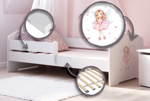 Детская кровать LUK 160x80 с бортиками Girl with wings