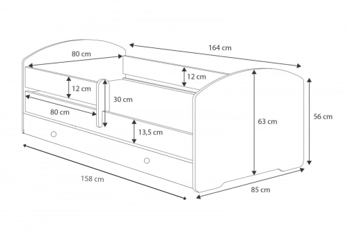Детская кровать LUK с ящиком и матрасом 160x80 Cat