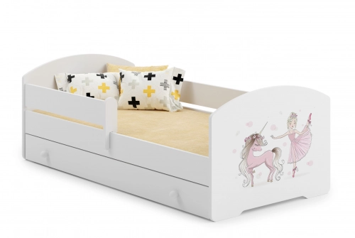 Детская кровать LUK с ящиком и матрасом 160x80 Girl with unicorn