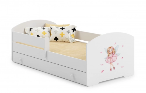 Bērnu gulta LUK ar atvilktni un matraci 160x80 Girl with wings