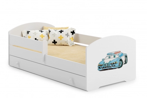 Детская кровать LUK с ящиком и матрасом 160x80 Police
