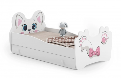Детская кровать Pink Cat 140x70 с ящиком и матрасом