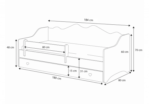 Детская подростковая кровать Emma с матрасом 180x80 Grey